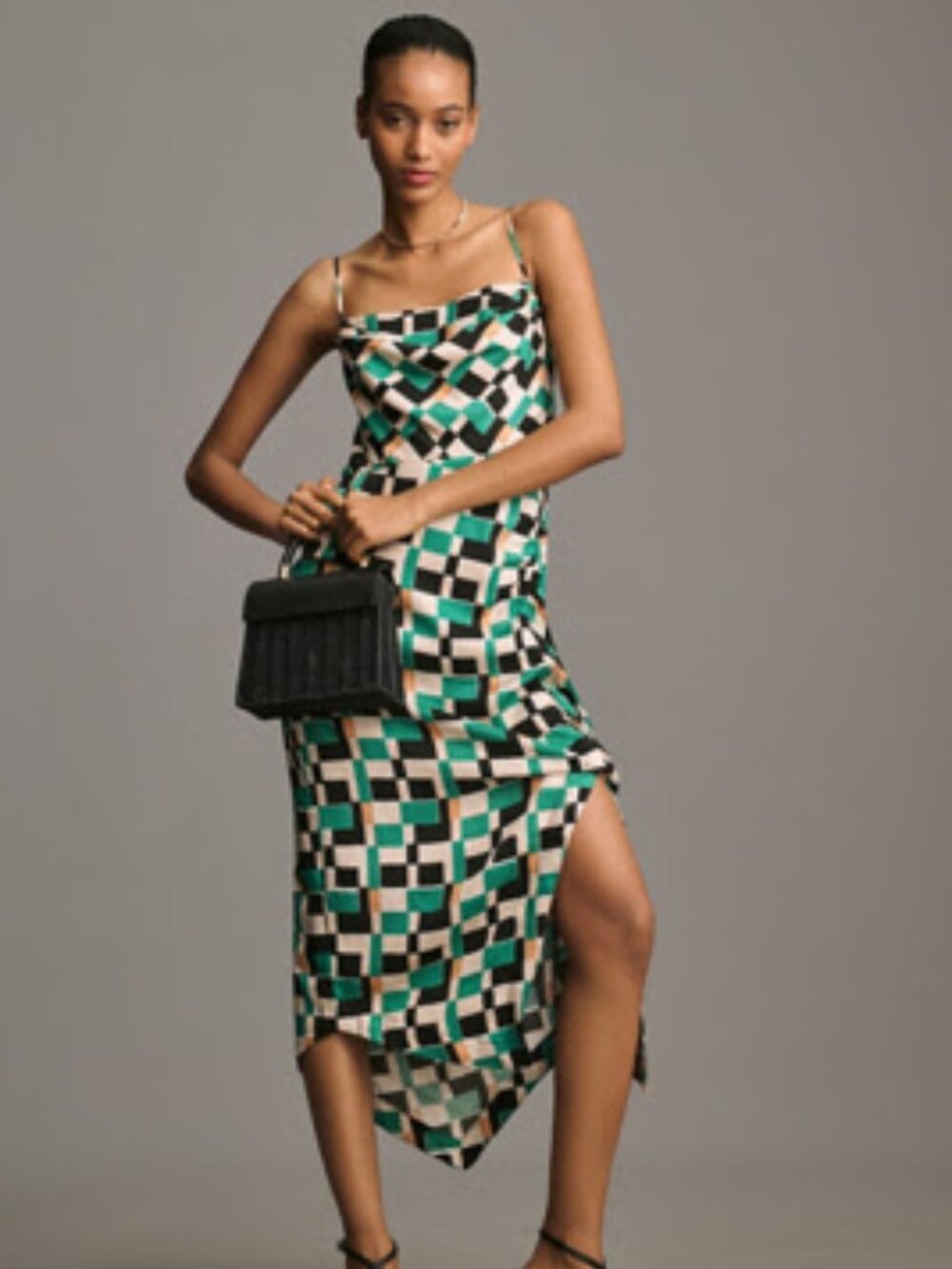 By Anthropologie Sleeveless Draped-Back Asymmetrical Slip Midi Dress - Size 4